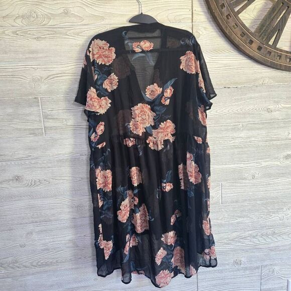 Torrid Floral Button Down Duster Womens SZ 2 (18/20) Short Sleeve Kimono - Picture 5 of 8
